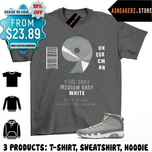 Shirt To Match AJ 9 Cool Grey Sneaker Matching Tee Sneakerhead Label T-Shirt - Picture 1 of 2