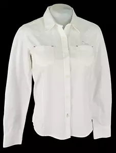 EVISU Womans White L/S EVENING SHIRT Silver Embroidered LARGE LOGO - S -RRP £189 - Picture 1 of 14