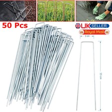 NEW METAL GROUND GARDEN MEMBRANE PINS FABRIC HOOKS PEGS STAPLES U PINS 6'