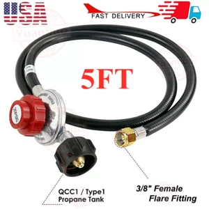 5 FT Hose High Pressure Propane Gas Regulator LPG BBQ Grill Tank Adjustable - Picture 1 of 6