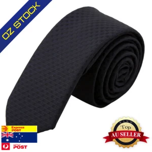 Epoint PS1053 Slim Necktie Christmas Gift Black Checkers Mens Silk Skinny Tie - Picture 1 of 3