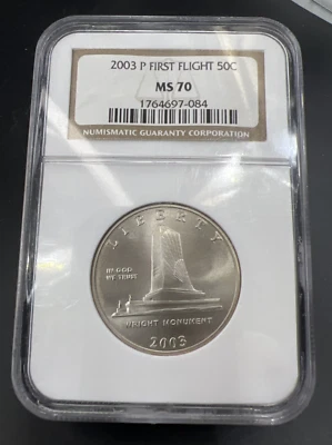 2003 P 50c First Flight Half Dollar Coin NGC MS70 Brown Label - Image 1 of 4