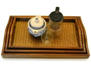 Antique Wooden Tray Food Serving for Breakfast Lunch Afternoon Tea Portable Meal - Picture 1 of 5