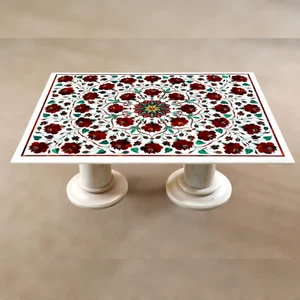 24"x36" White Marble Inlay Table Top Dining Table Top Center Table Home Decor. - Picture 1 of 9