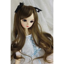 [wamami] 1/3 Dark Flax Long Wave Wig&Knot For SD AOD DOD DZ BJD Dollfie 8"-9" 
