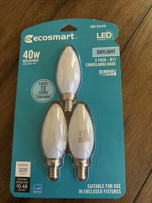 EcoSmart 40-Watt Equivalent B11 Candle Dimmable Energy Star Frosted Glass... - Image 1 of 4
