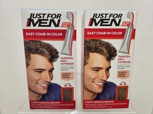 2 pack-- Just For Men A-30 Comb In Hair Color Light-Medium Brown - Picture 1 of 1