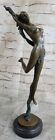 100% Solid Bronze Leap Dancer Sculpture Figurine Lost Wax Method Nude Artwork 