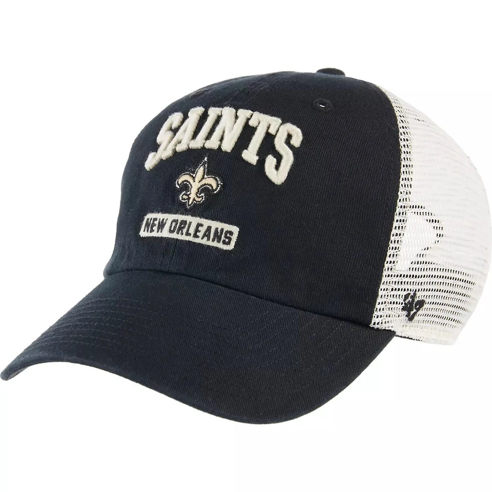 New Orleans Saints '47 Brand NFL Black White meshback Relaxed Snapback hat cap