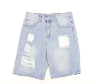 Shein Bermudas-Shorts aus blauer Baumwolle für Herren Größe S L9 mit normalem Reißverschluss - Distressed - Bild 1 von 12