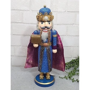 Wiseman Nutcracker Wise Man King Pink Blue Christmas Nativity Wooden 14" NEW - Picture 1 of 8