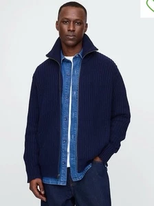 Nuevo con etiquetas Suéter Cárdigan Tejido Acanalado Cremallera Completa Gap Para Hombres Talla Pequeña Azul Marino - Imagen 1 de 14