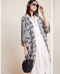 Anthropologie Gillian Printed Kimono Duster Cover Up One Size Floral Bel Kazan - Picture 1 of 8