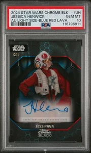 2024 Topps Chrome Black Blue Red Lava Jessica Henwick #ALS-JH Auto /99 PSA 10 - Picture 1 of 2