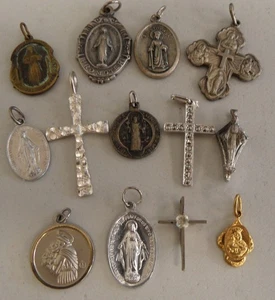(13) Pendants Costume Jewelry Religious Crosses Jesus St. Dymphna Mary Promoter+ - Picture 1 of 8