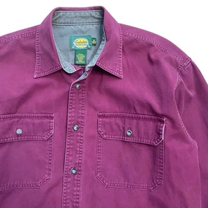 Cabelas Canvas Workwear Shirt Button Up Burgundy Red Mens Medium Long Sleeve  - Picture 1 of 6
