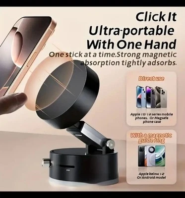 Vacuum Magnetic Phone Holder Adjustable Suction Cup Universal Hands-Free Use - Image 1 of 4