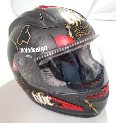 KBC Motorcycle Helmet MotoDesign Dark Skull Edition Full Face Size M - Image 1 of 4