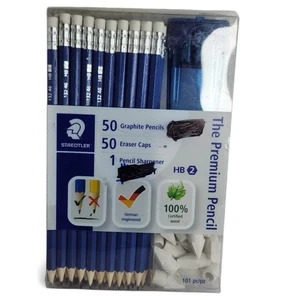 Staedtler HB #2 Premium Grafito Juego de Lápices 50 Lápices Borrador Tapas Sacapuntas - Imagen 1 de 9