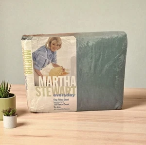 Sábana Ajustable De Colección Años 90 Martha Stewart Everyday Green KING NUEVA - Imagen 1 de 7