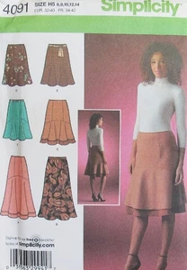 Simplicity 4091 Womens 6-14 Fit & Flare SKIRT Assortment 6 Styles Pattern UNCUT - Picture 1 of 2