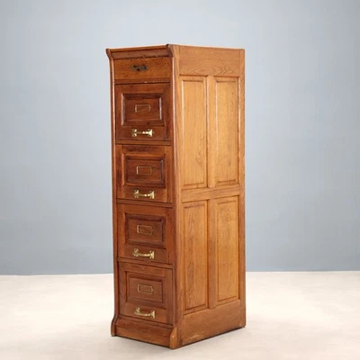 Classeur Ancien Chêne 4 Tiroirs Italie Début du XXe Siècle Original - Photo 1/4