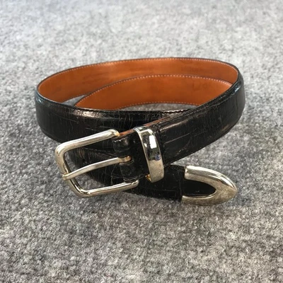 Martin Dingman Belt Mens 40 Black Alligator Grain Solid Brass Handmade USA - Image 1 of 4