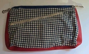MCM Retro Vtg Handmade Casual Plaid Fabric Vinyl/Leather Bag Purse Patriotic - Picture 1 of 12