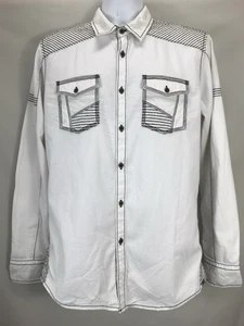 Buckle Black Shirt Mens Medium White Athletic Fit Long Sleeve Cotton Button Up - Picture 1 of 16