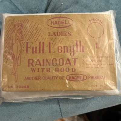 Vintage Ladies Clear Full Length Purse Pocket Raincoat with Hood  - Image 1 of 3