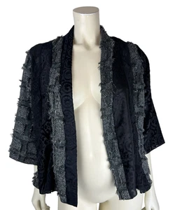 NEW Sterling Styles Fringe Patchwork Jacket One Size Wearable Art to Wear Silk - Picture 1 of 12