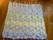 VTG Handmade Crochet Braided Knit Blanket Granny Throw 42 x 44"