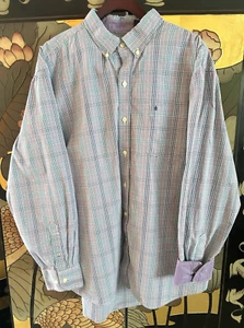 IZOD Herren Hemd Gr. XL Premium Essentials kariert lila Button Down Flip Cuff - Bild 1 von 18