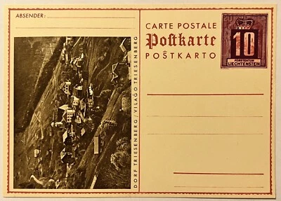 1930s FURSTENTUM LIECHTENSTEIN OVERPRINT UNUSED POSTAL CARD DORF TRIESENBERG - Image 1 of 4