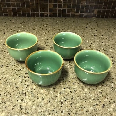 (4) Pottery Barn Asian Square Green Sake/ Tea Cups - Image 1 of 4