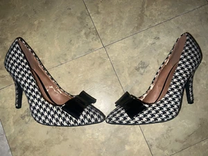 APT.9 Houndstooth Print Bow Front APNORA Print Heels Size 9.5 Med - Picture 1 of 15