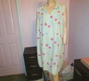 Vtg Linen Blend Floral Shift Dress Size 20W 2X Sleeveless V-Neck Cottagecore - Picture 1 of 10