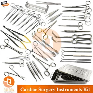 43 Pcs Cardiac Surgery Instruments Kit Surgical Cardiology Microvascular Surgery - Picture 1 of 24