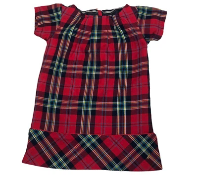 Nautica Little Girls 尺寸 24 M 红色格子连衣裙短袖  — 第 1/4 张图片