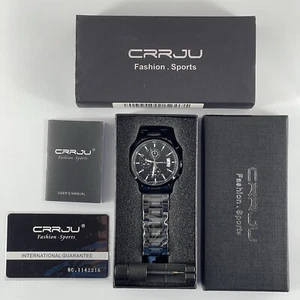 CRRJU Men'S Fashion Stainless Steel Watches Date Waterproof Chronograph Wristwat - Picture 1 of 8