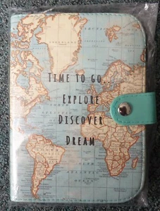 SEALED NEW Sass & Belle Vintage Map Time To Go Passport Holder / Cover - Picture 1 of 4