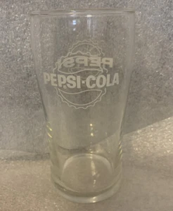 Vintage Pepsi Cola weißer Buchstabe 5 Zoll großes Glas - Bild 1 von 2