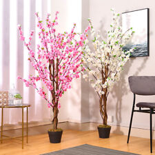 5FT Artificial Blossom Potted Tree Indoor Outdoor Garden Plant Pink/White Flower