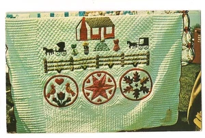 QUILTS Pennsylvania Dutch Crafts Amish Creative Designs Distelfink Bird Postcard - Picture 1 of 2
