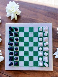 Tablero de ajedrez de mármol blanco y malaquita de 12 "juego de piedras preciosas de lujo para decoración de regalo - Imagen 1 de 11
