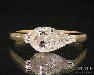 14k Yellow Gold IGI Lab Created 1.01ct Diamond Solitaire Engagement Ring i18922 - Picture 1 of 6