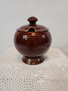 Vintage Fiesta Marmalade with Lid Amberstone Sheffield Brown Homer Laughlin - Picture 1 of 24