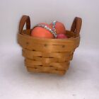 VINTAGE 1998 Longaberger Small Round Woven Basket w Leather Handles 4.5" x 4.5"