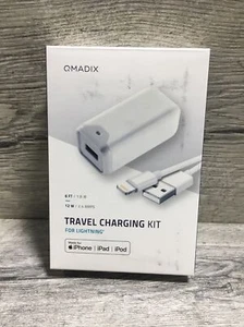 Qmadix Travel Charging Kit white 6’ Lightning to USB-A CableMFi-Certified #N2-18 - Picture 1 of 2