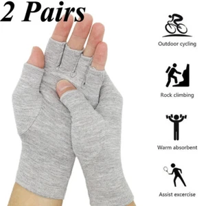 2 Pairs Bamboo Compression Gloves for Women Men Arthritis Gloves Pain Relief - Picture 1 of 14